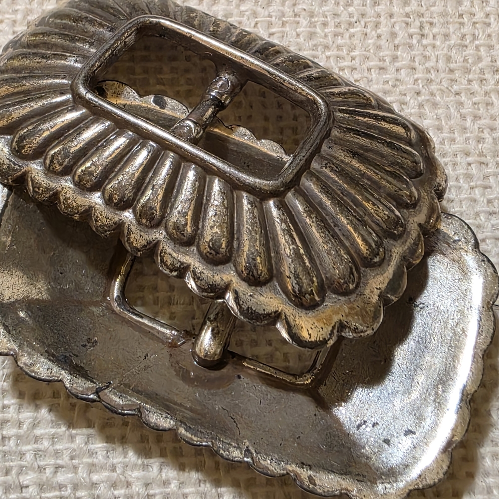 Vintage Rectangular Silver Buckles - image 4